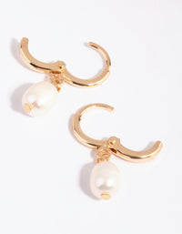 Gold Freshwater Pearl Huggie Earrings - link has visual effect only