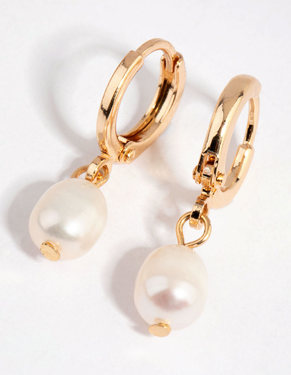 Gold Freshwater Pearl Huggie Earrings