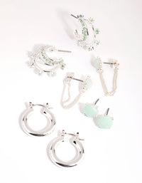 Silver Amazonite Hoop Earring Stack Pack - link has visual effect only