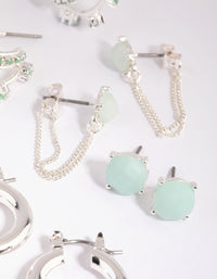 Silver Amazonite Hoop Earring Stack Pack - link has visual effect only