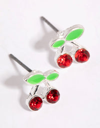 Silver & Red Cherry Stud Earrings - link has visual effect only