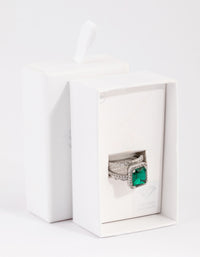 Silver Emerald Diamond Simulant Halo Ring Pack - link has visual effect only