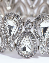 Silver Diamante Teardrop Stretch Bracelet - link has visual effect only