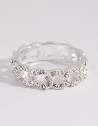 Silver Diamante Link Ring - link has visual effect only