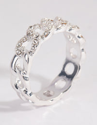 Silver Diamante Link Ring - link has visual effect only