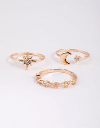 Gold Celestial Star Ring Stack - link has visual effect only