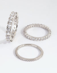 Silver Cubic Zirconia Triple Band Ring - link has visual effect only