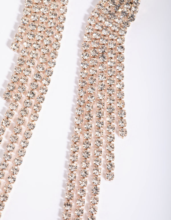 Rose Gold Diamante Twisted Drop Earrings