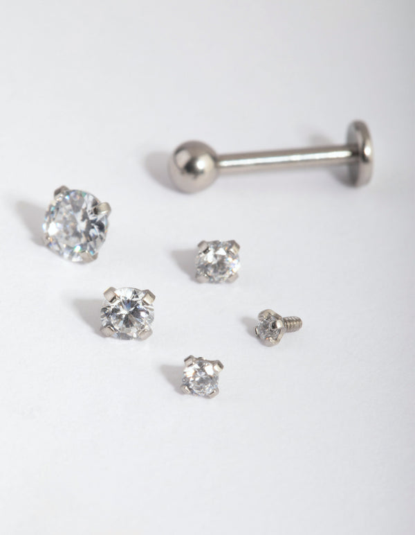 Surgical Steel Graduated Stone Flat Back 6-Pack