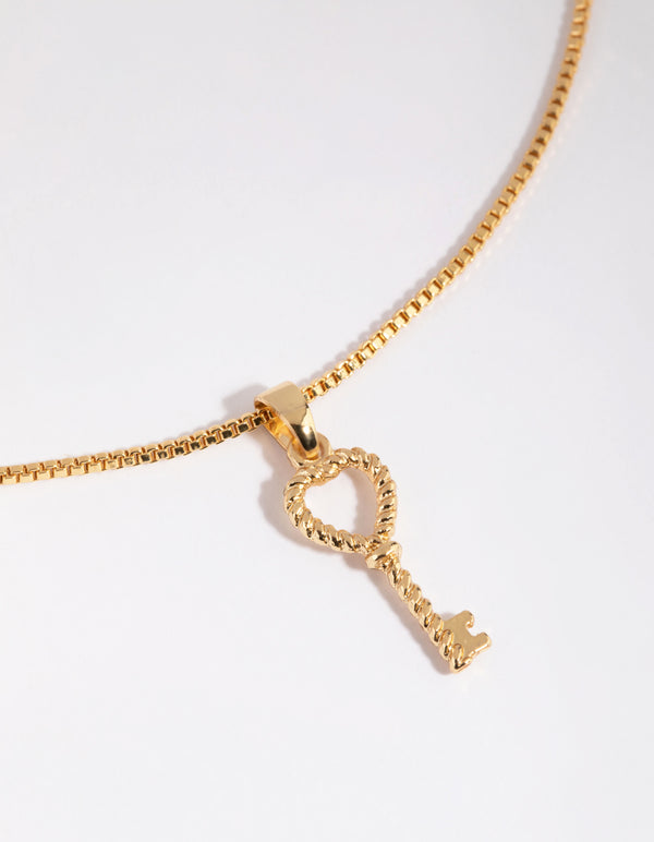 Gold Plated Twisted Key Charm