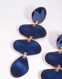 Navy Flat Disc Drop Earrings - link has visual effect only