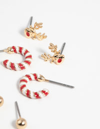 Festive Reindeer Stud Earring Pack - link has visual effect only