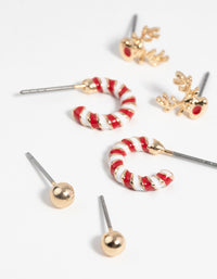 Festive Reindeer Stud Earring Pack - link has visual effect only