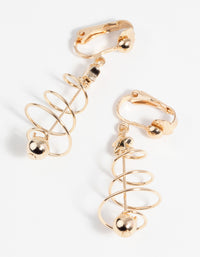 Festive Spiral Tree Clip-On Earrings - link has visual effect only
