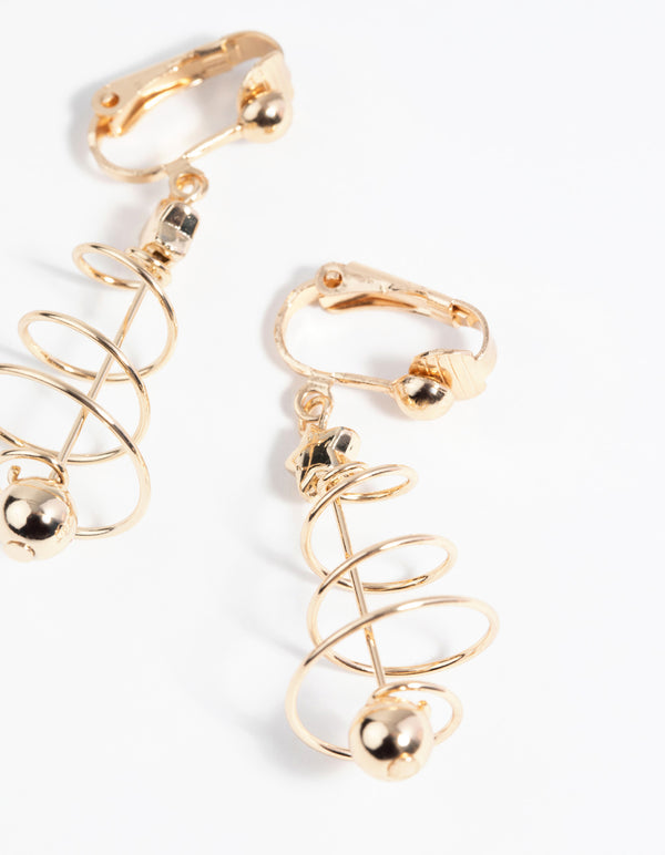 Festive Spiral Tree Clip-On Earrings