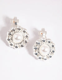 Silver Pearl & Diamante Clip On Earrings - link has visual effect only
