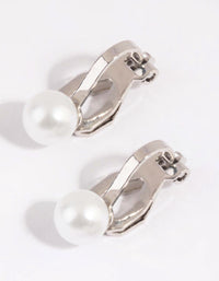 Silver Half Pearl Clip On Earrings - link has visual effect only