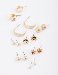 Gold Classic Stud & Huggie Earring 8-Pack - link has visual effect only