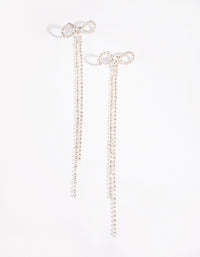 Silver Bow Cup Chain Drop Earrings - link has visual effect only