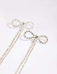 Silver Bow Cup Chain Drop Earrings - link has visual effect only
