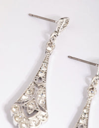 Antique Silver Diamante & Pearl Drop Earrings - link has visual effect only