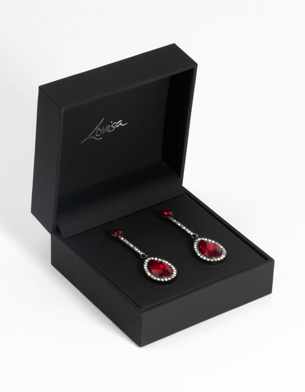 Gold Teardrop Diamante Drop Earrings