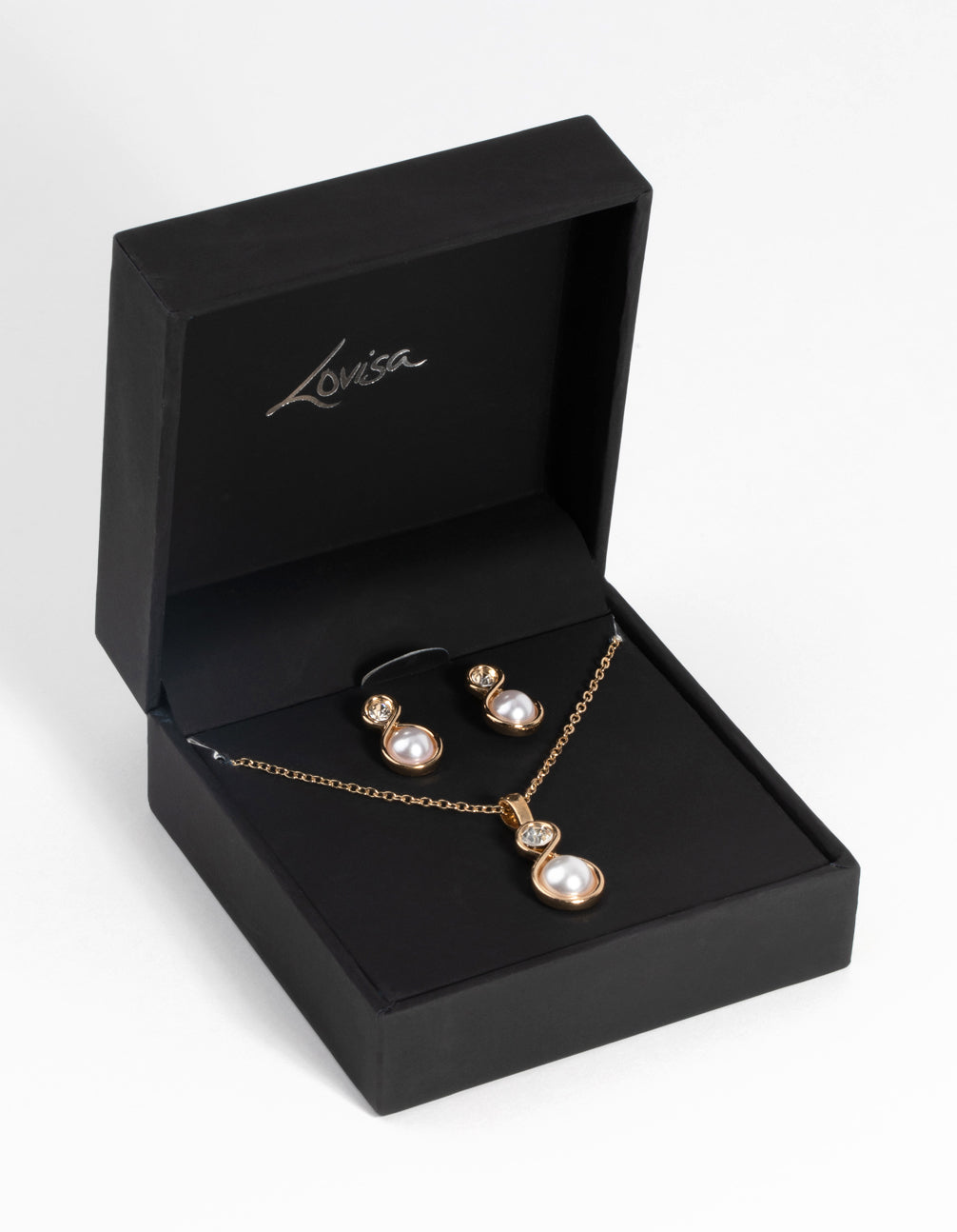 Gold Twisted Pearl Necklace & Earring Set
