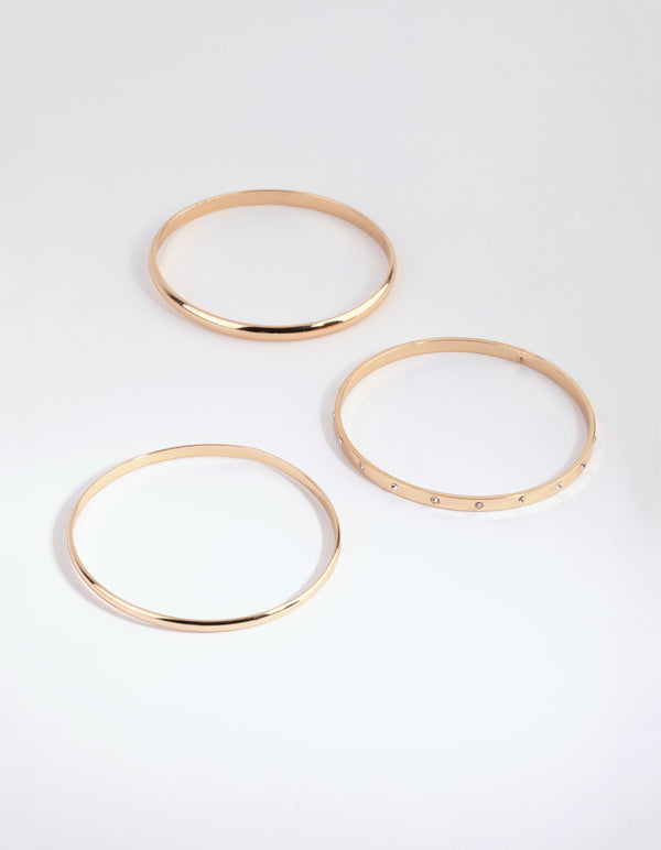 Gold Diamante Inlay Bangle Pack