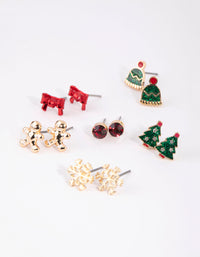 Kids Festive Hat & Bow Stud Earring 6-Pack - link has visual effect only