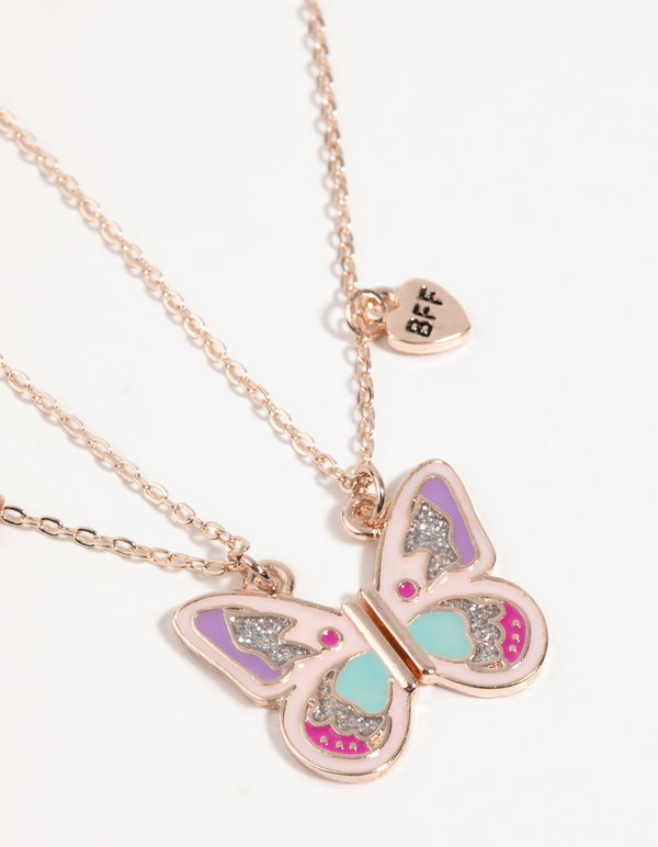 Kids Butterfly Best Friend Necklace Set