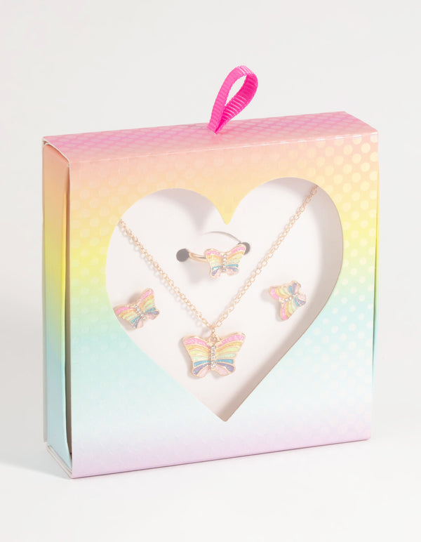 Kids Rainbow Butterfly Jewellery Set