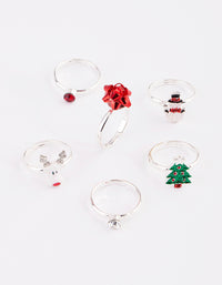 Kids Festive Diamante & Bow Ring 6-Pack - link has visual effect only