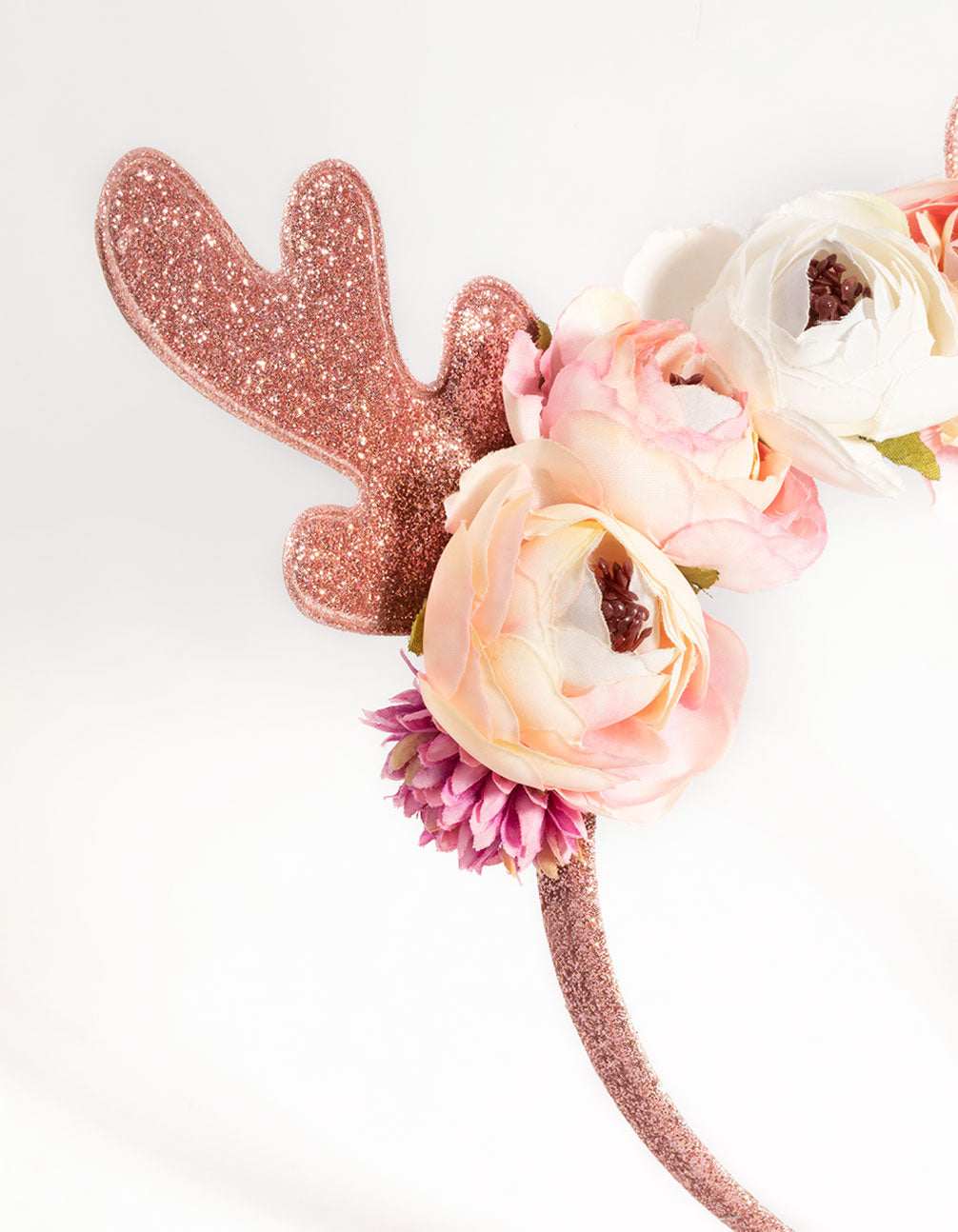 Kids Festive Glitter & Flower Antler Headband