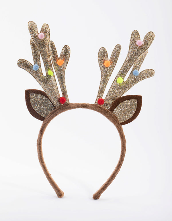 Kids Festive Glitter Antler Headband