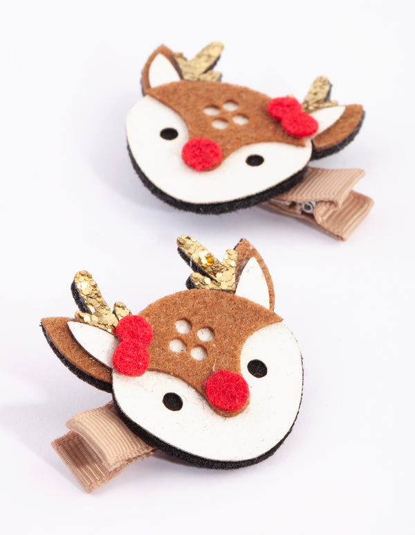 Kids Festive Reindeer Snap Clips