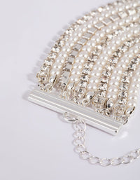 Silver Cup Chain Pearl Bracelet - link has visual effect only