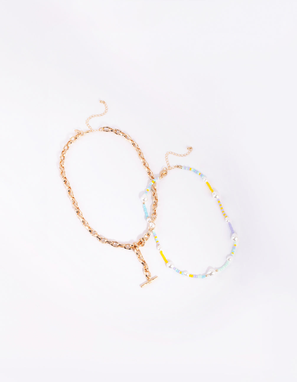 Gold Pearl Chain Fob Necklace
