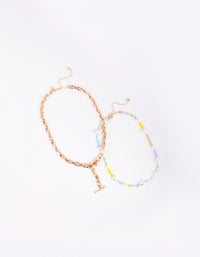 Gold Pearl Chain Fob Necklace - link has visual effect only