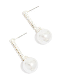 Silver Diamante & Pearl Drop Earrings - link has visual effect only