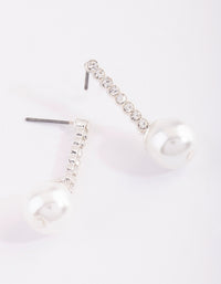 Silver Diamante & Pearl Drop Earrings - link has visual effect only