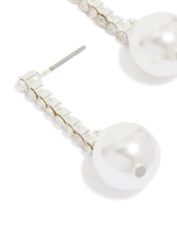 Silver Diamante & Pearl Drop Earrings - link has visual effect only