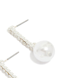 Silver Diamante & Pearl Drop Earrings - link has visual effect only