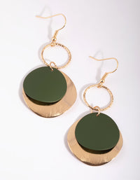 Green Disc Drop Earrings - link has visual effect only