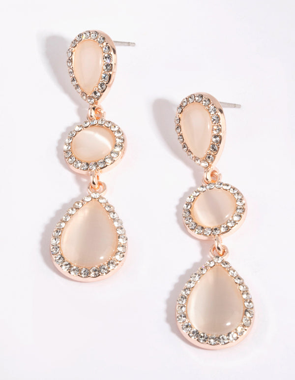 Rose Gold Teardrop Diamante Earrings