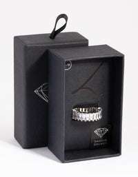 Rhodium Diamond Simulant Baguette Ring - link has visual effect only