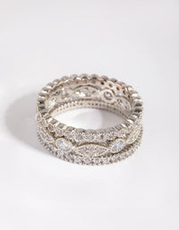 Silver Oval & Circle Cubic Zirconia Ring Pack - link has visual effect only