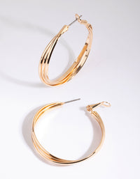 Gold Triple Twist Hoop Earrings - link has visual effect only