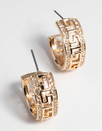 Gold Diamante Greek Key Earrings - link has visual effect only