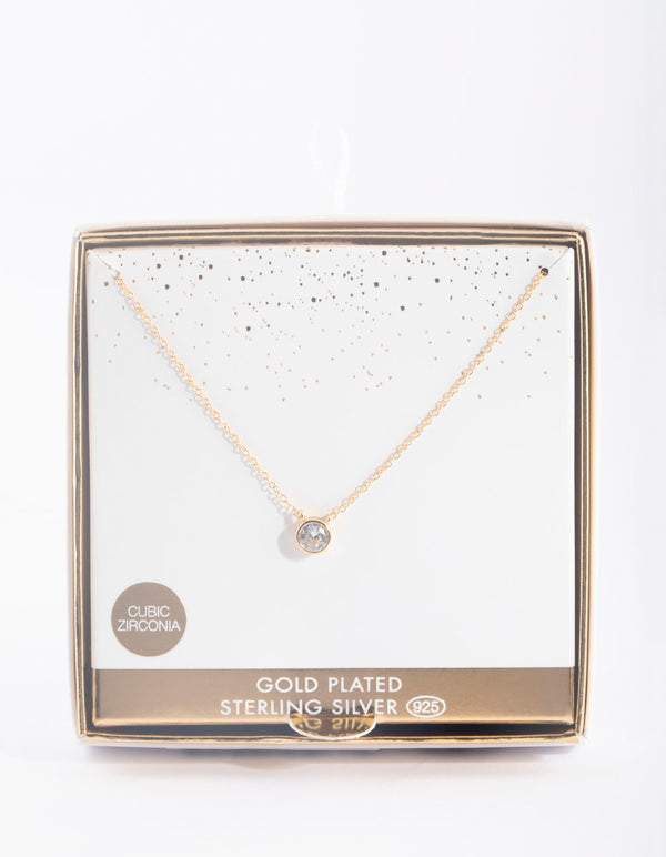 Gold Plated Bezel Pendant Necklace