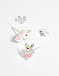 Sterling Silver Unicorn Stud Earrings - link has visual effect only